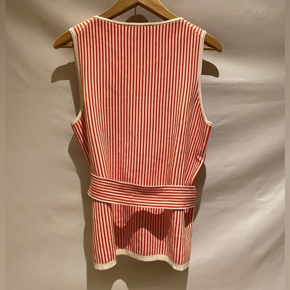 Ann Taylor red & white striped sweater with belt L - Picture 8 of 8